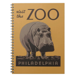 Hippopotamus vintage hippo zoo poster wpa  notebook
