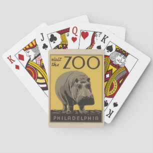 Hippopotamus vintage hippo zoo poster wpa playing cards