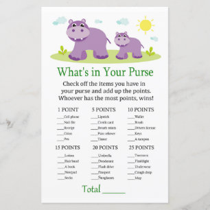 Hippopotamus What's in your purse game baby shower