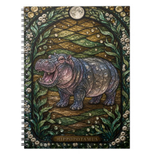 Hippopotamus Wide River Illumina Stained Glass Notebook