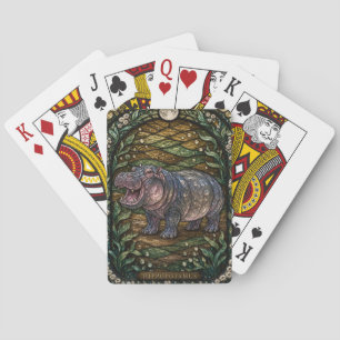 Hippopotamus Wide River Illumina Stained Glass Playing Cards