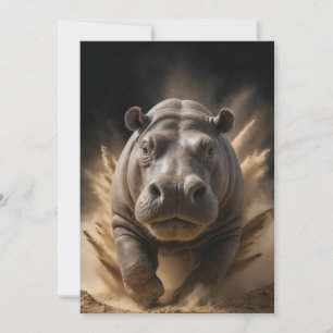 Hippopotamus Wild Animal Elegant Dramatic Portrait Announcement