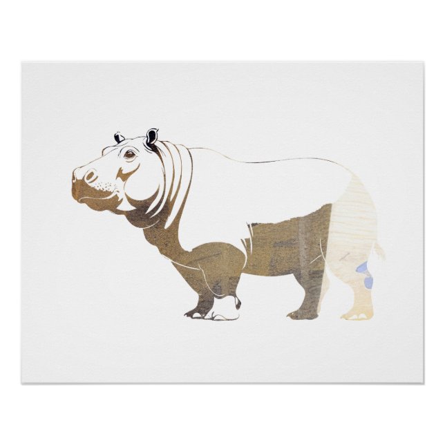 Hippopotamus Wildlife Nature Silhouette Style Poster (Front)
