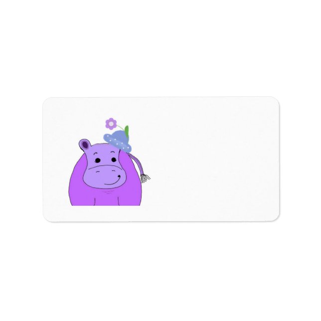 Hippopotamus with Hat and Flower Label (Front)