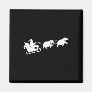 Hippopotamus Xmas Santa Sleigh Hippos Christmas Bo Magnet