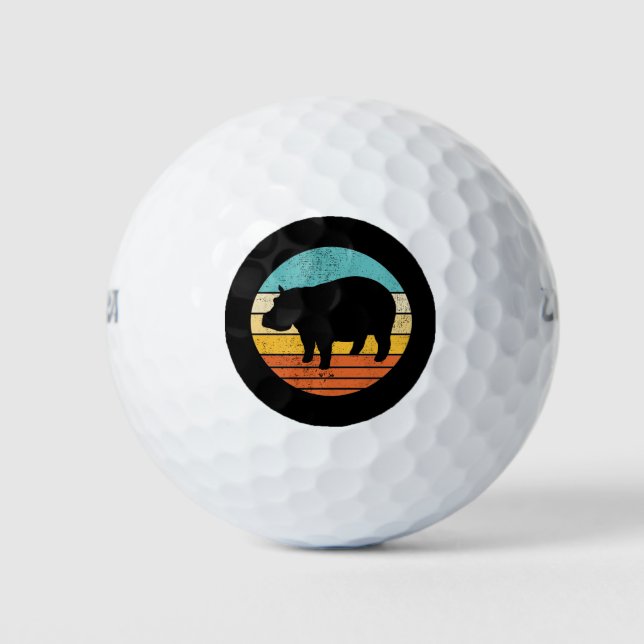 Hippopotomas Retro Sun Golf Balls (Front)