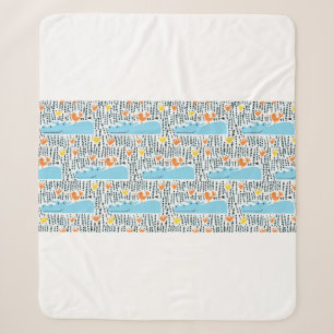 Hippos and birds in the lake seamless pattern vint sherpa blanket
