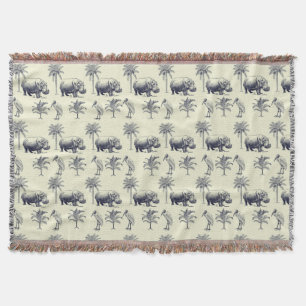 Hippos and Marabus  pattern on  Throw Blanket