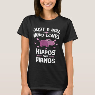 Hippos And Pianos Gifts for Girls Women T-Shirt