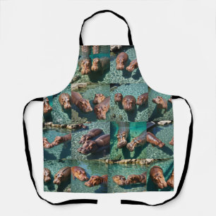 Hippos at Play: A Pond Paradise Apron