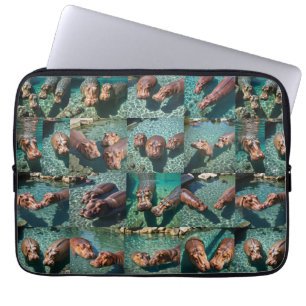 Hippos at Play: A Pond Paradise Laptop Sleeve