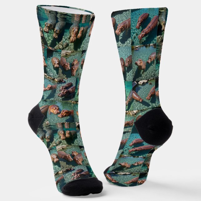 Hippos at Play: A Pond Paradise Socks (Angled)