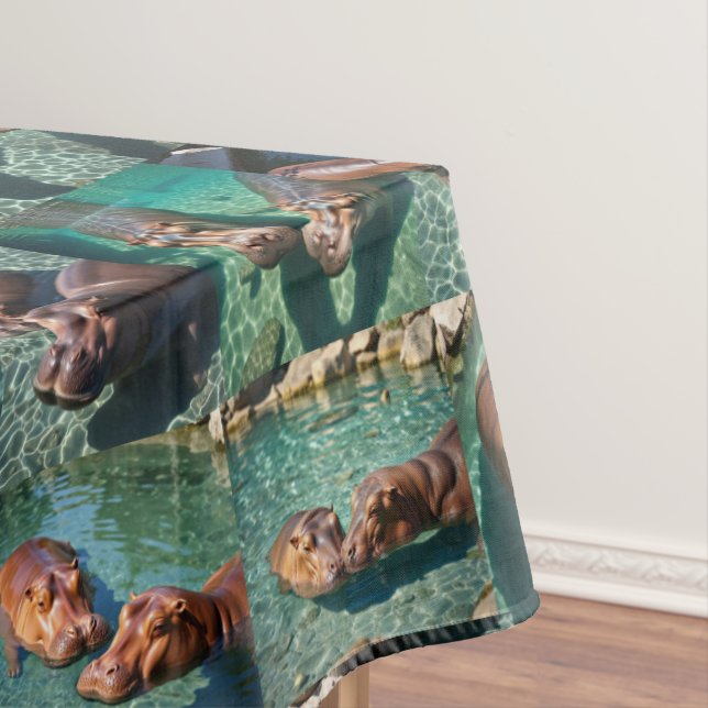 Hippos at Play: A Pond Paradise Tablecloth (In Situ)
