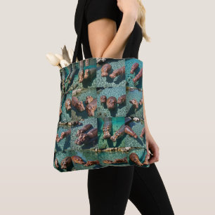 Hippos at Play: A Pond Paradise Tote Bag