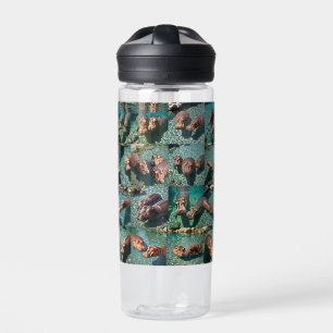 Hippos at Play: A Pond Paradise Water Bottle