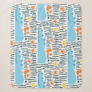 Hippos Birds Lake: Vintage Pattern. Sherpa Blanket