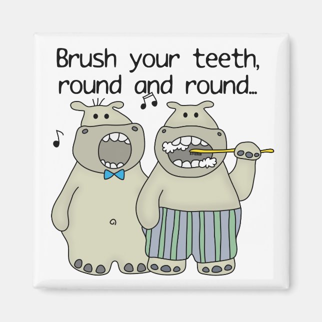 Hippos Brush Your Teeth Magnet (Front)