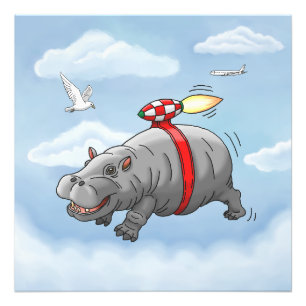 Hippo's fast jetpack ride photo print