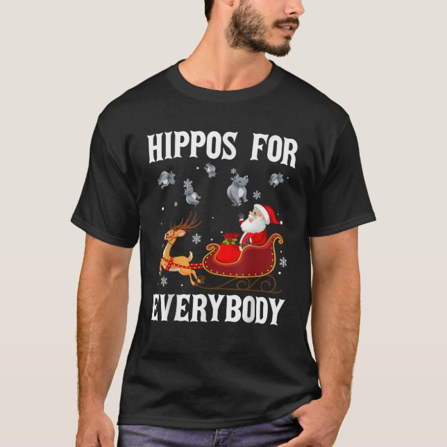 Hippos For Everybody Christmas Santa Claus Hippo X T-Shirt (Front)