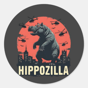 Hippozilla Spooky Moo Deng Hippo Halloween Classic Round Sticker