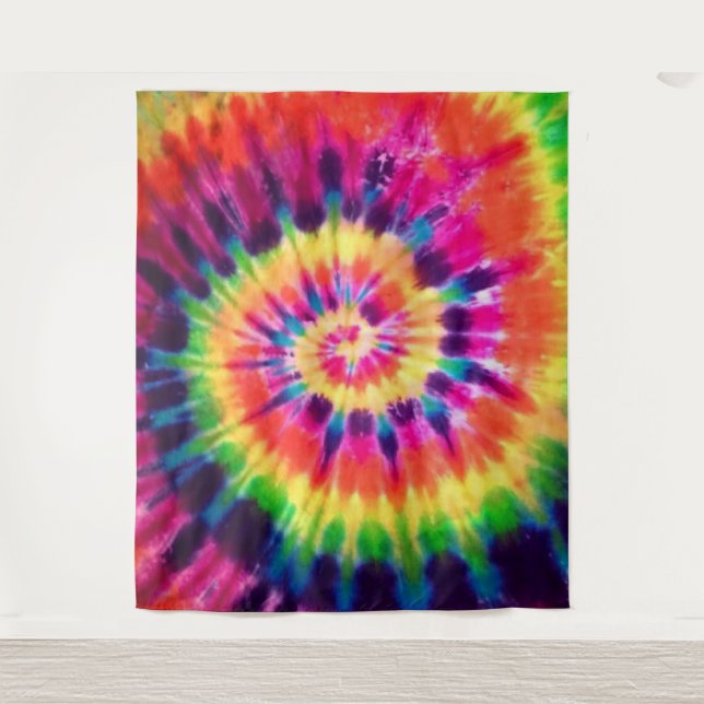 Hippy 60s 70s Tie Dye Retro Colourful Tapestry (Front)
