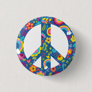 Hippy 60s Boho Peace Sign 3 Cm Round Badge