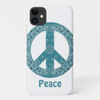 Hippy Bandanna Peace Sign Teal