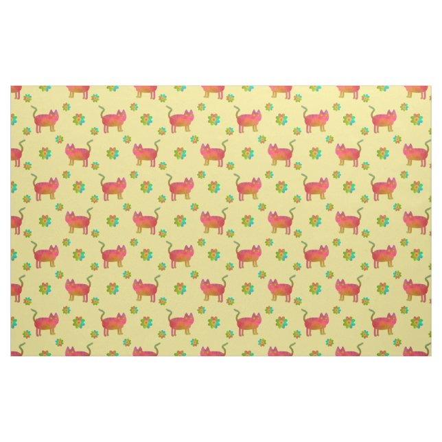 Hippy Cat in Summer Fabric (Fat Quarter)