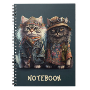 Hippy Cat Spiral Photo Notebook