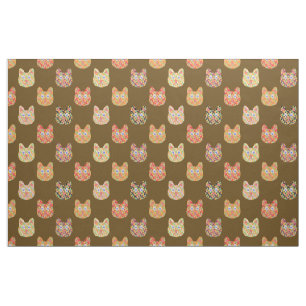 Hippy Cats of Earth Fabric
