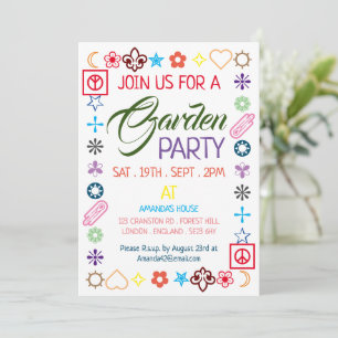 Hippy Chic Decorated Garden Party Invitation