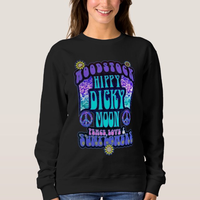 Hippy Dicky Moon Love Peace & Sunflowers Sweatshirt (Front)