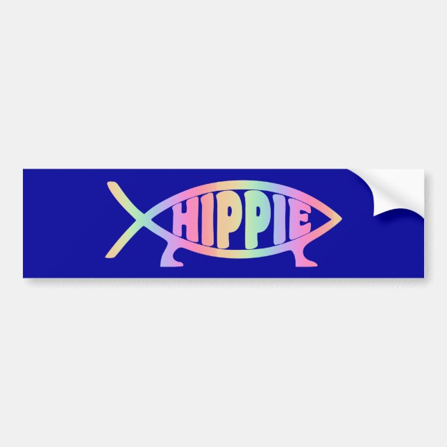 Hippy fish Rainbow Bumper Sticker (Front)