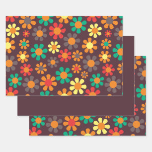 Hippy Flower Daisy Wrapping Paper Sheet