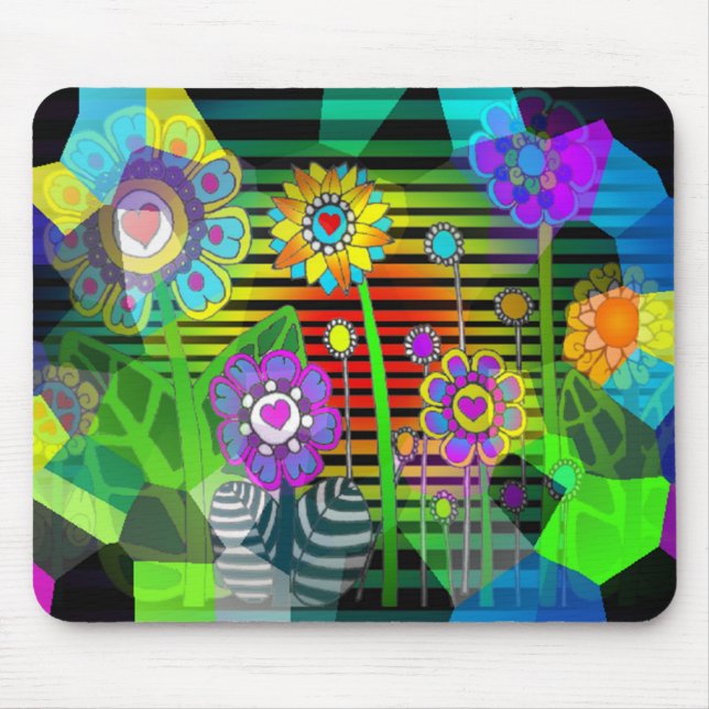 Hippy Flowers Mouse Pad (Front)