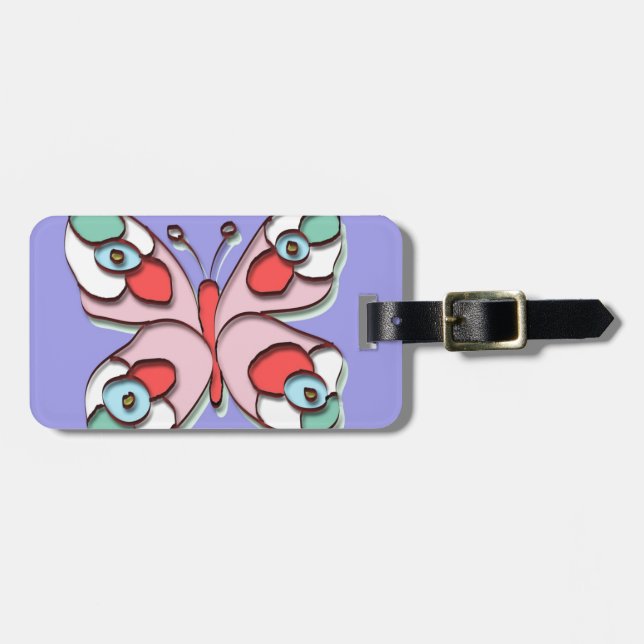 Hippy Fly Butterfly Luggage Tag (Front Horizontal)