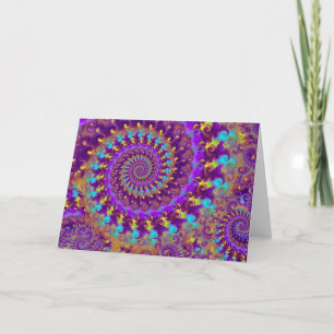 Hippy Fractal Pattern Purple Turquoise & Yellow Card