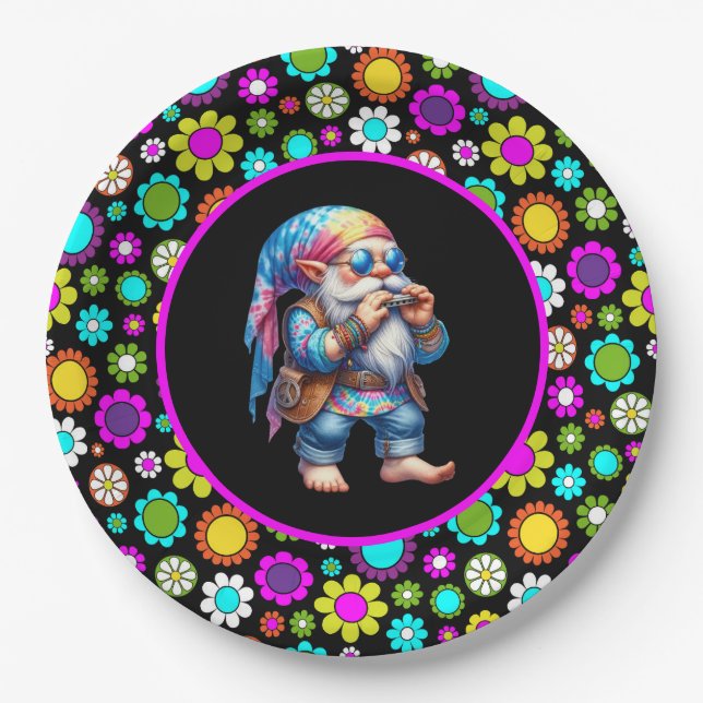 Hippy Gnome Paper Plate (Front)