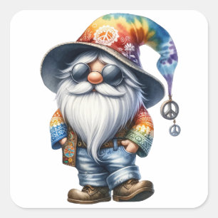 Hippy Gnome Square Sticker