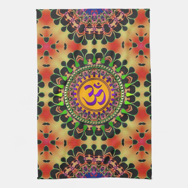 Hippy Goa Sun 'delica  Purple OM Cloth Banner (Vertical)