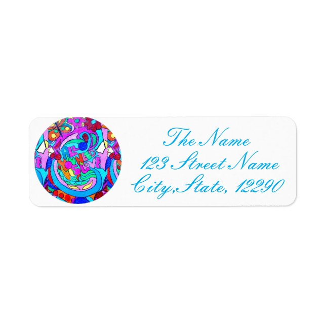 hippy groovy love circle return address label (Front)