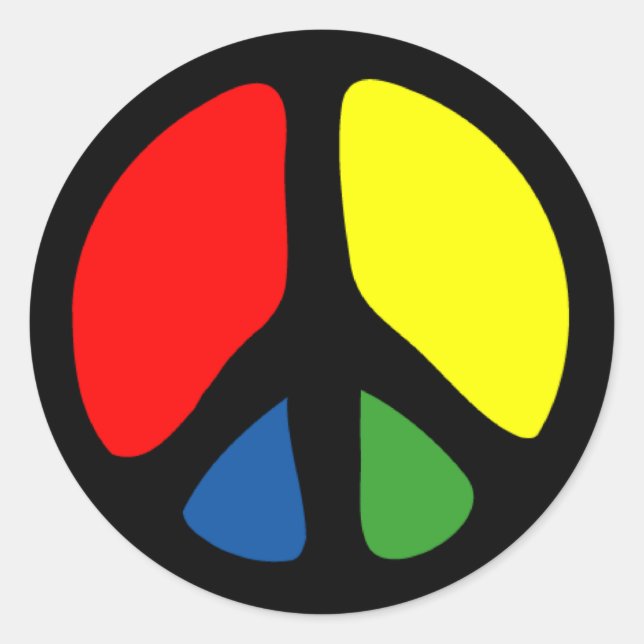 Hippy Groovy Peace Symbol Classic Round Sticker (Front)