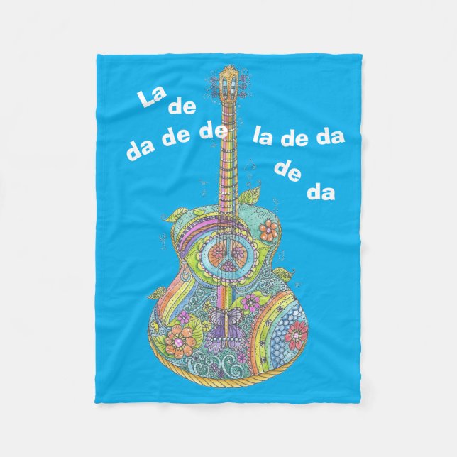 Hippy Guitar Fleece Blanket (Front)