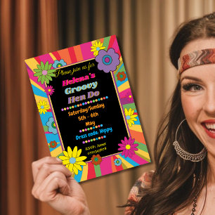 Hippy Hen do Bachelorette party hens weekend Invitation