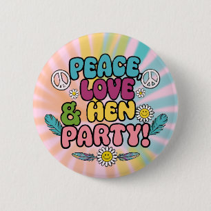Hippy Hen Party Hen do 1970's style decorations 6 Cm Round Badge