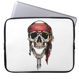 Hippy Jolly Roger Skull  Laptop Sleeve
