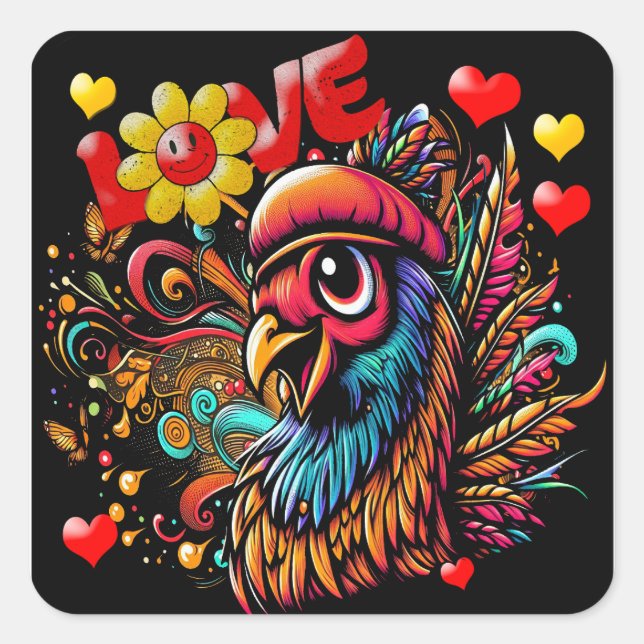 "Hippy Love Bird" Sticker Sheet (Front)