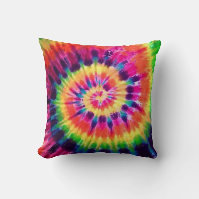 Hippy Peace Retro 60s Tie Dye Cushion (Front)
