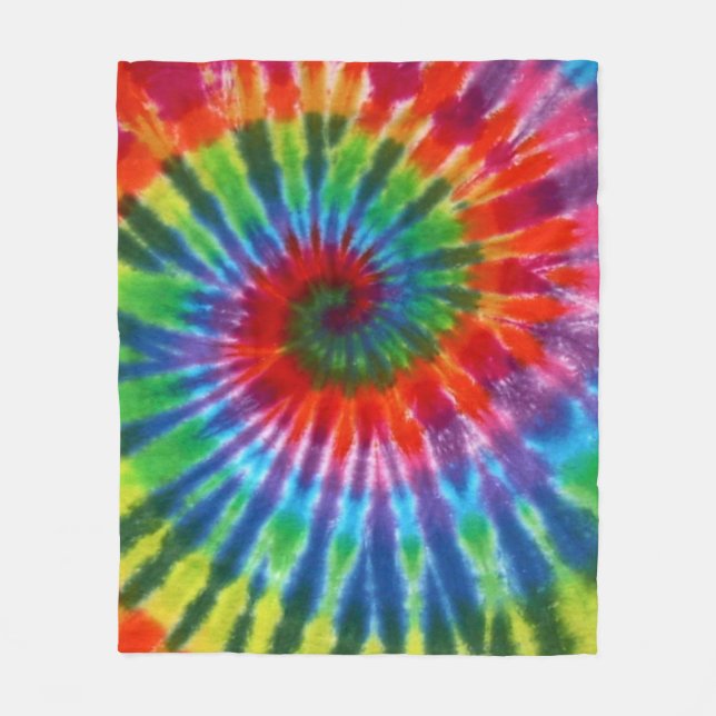 Hippy Peace Retro 60s Tie Dye Fleece Blanket (Front)