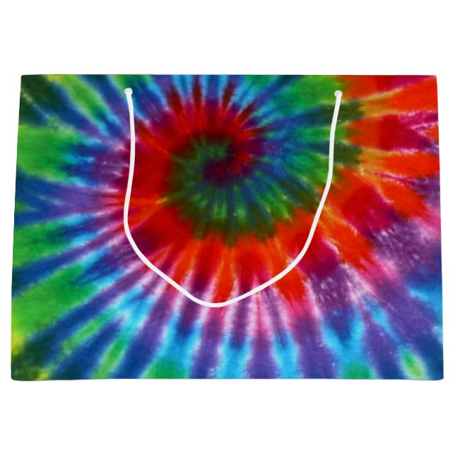 Hippy Peace Retro 60s Tie Dye Large Gift Bag (Front)